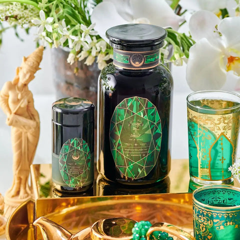 Emerald - Cherry Blossom Pineapple Cream Green Tea Violet Glass Apothecary Jar