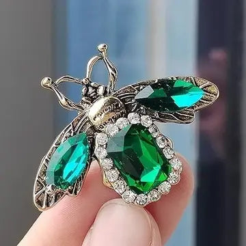 Green Vintage Glam Bee Brooch