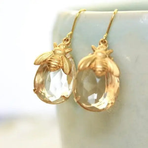 Honey Bee Glass Drop Earrings