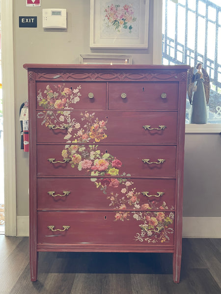 Antique Paprika Red Dresser