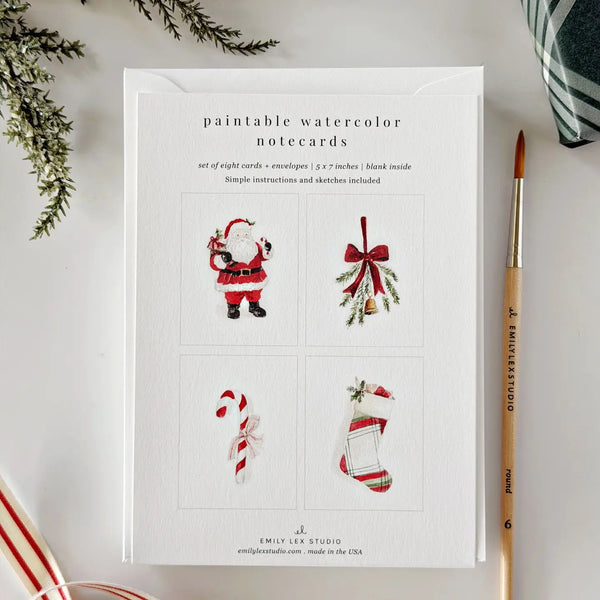 Classic Christmas Watercolor Notecard Set