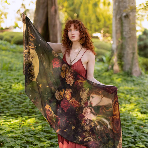 The Messenger Scarf w/ Joan of Arc, Florals and Fox