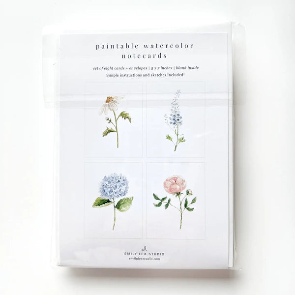 Paintable Garden Flowers Watercolor Notecard Set