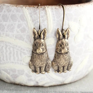 Antique Brass Bunny Rabbit Earrings