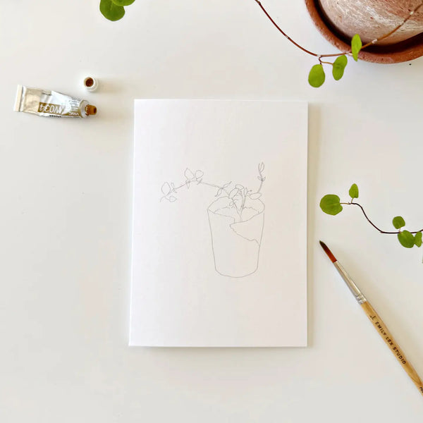 Paintable Potted Plants Watercolor Notecard Set