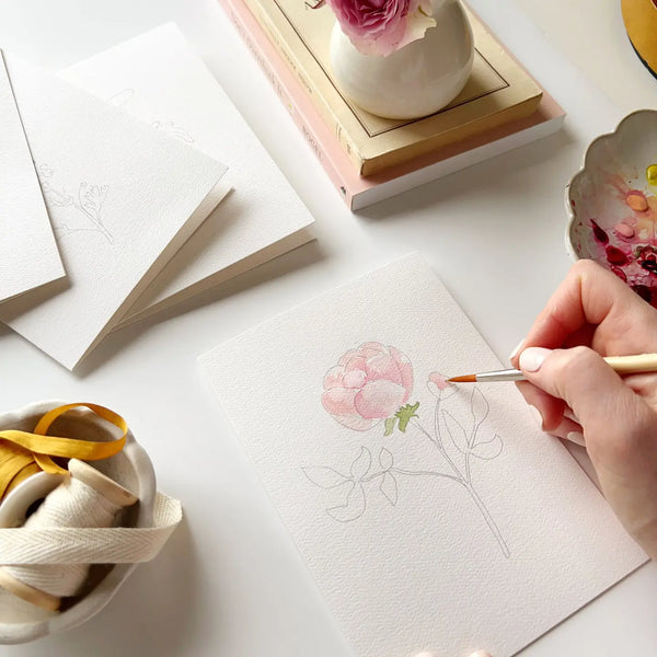Paintable Garden Flowers Watercolor Notecard Set