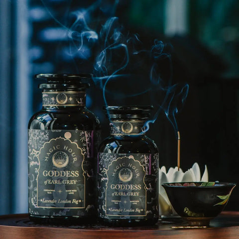 Goddess of Earl: Lavender London Fog Tea Violet Glass Apothecary Jar