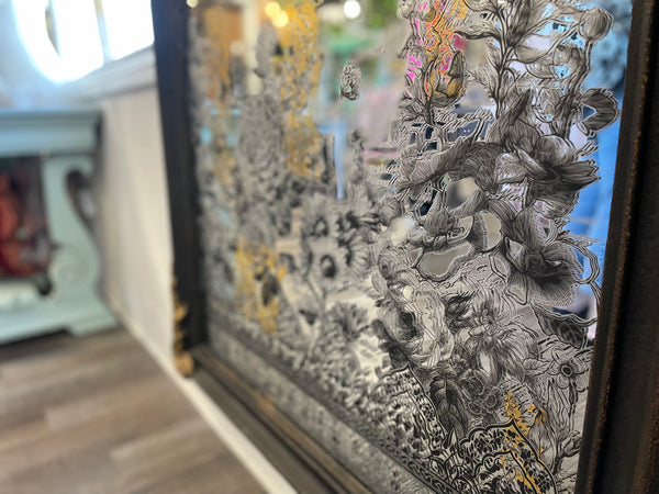 79” Antique Style Mirror with Gold Details
