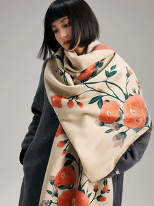 Orange / Green Blossom Reversible Wrap