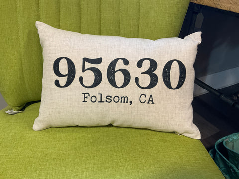 Folsom Typewriter Zip Code Lumbar Pillow