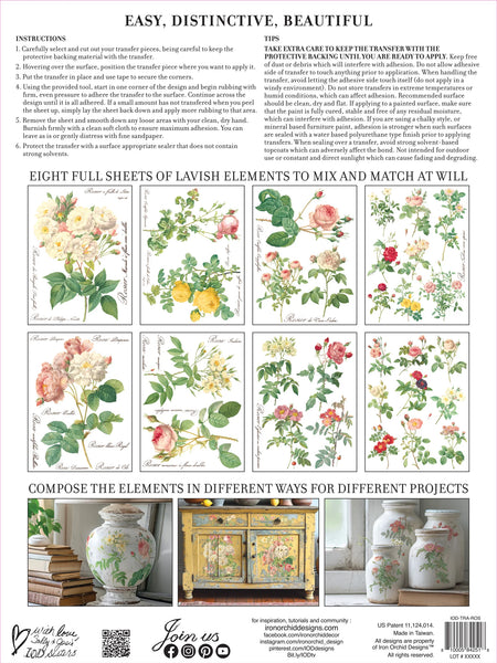 Rose Botanical Transfer Pad