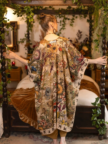 Golden Hour Goddess Kimono Duster w/ Floral Print
