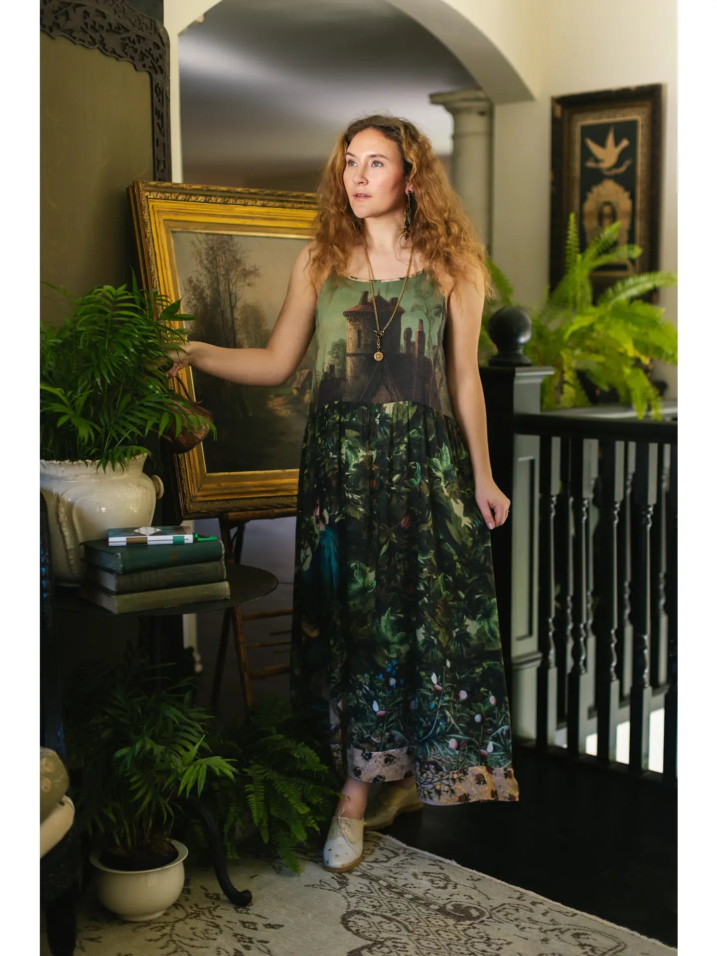 Bella Notte Boheme Long Maxi Slip Dress w/ Moon & Rabbit