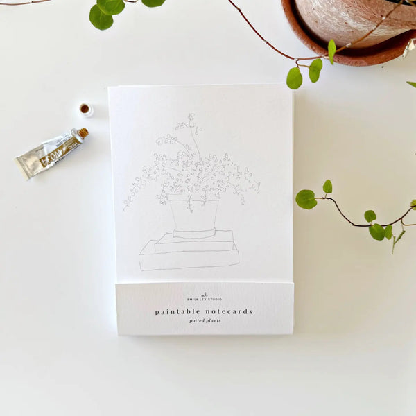 Paintable Potted Plants Watercolor Notecard Set