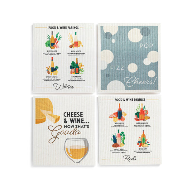 Wine and Cheese Biodegradable Dish Cloths