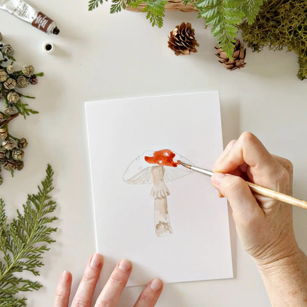 Paintable Mushrooms Watercolor Notecard Set