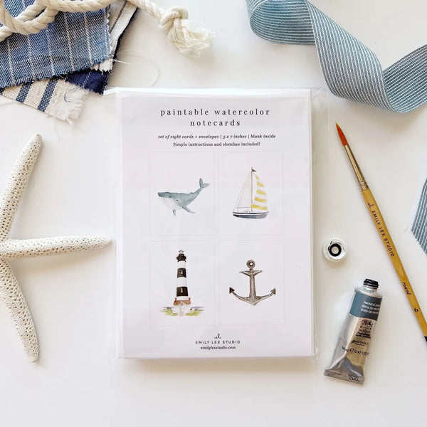 Paintable Seaside Watercolor Notecard Set