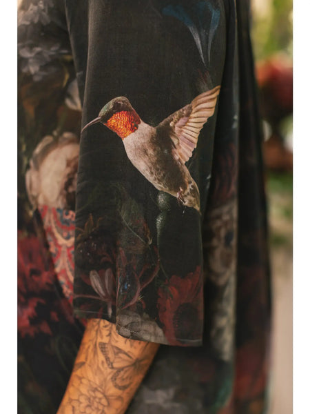 Flight of Fancy Dress Tunic w/ Pockets & Hummingbirds