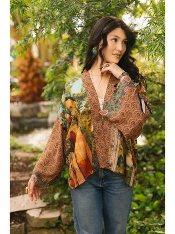 Secret Garden Cropped Bamboo Kimono Cardigan