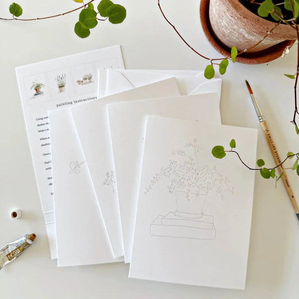 Paintable Potted Plants Watercolor Notecard Set