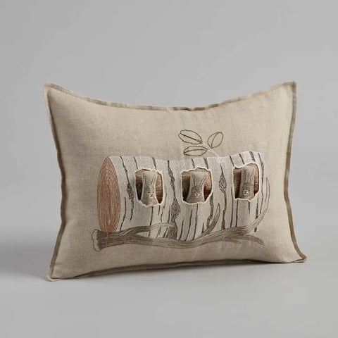 Aspen Log Bunnies Pocket Pillow