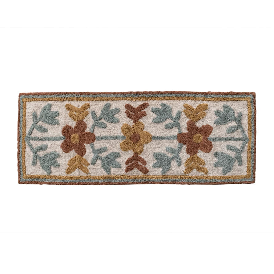 Cotton Tufted Flowers Floor Runner