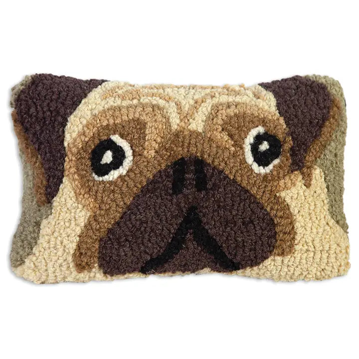 Pug Hooked Pillow