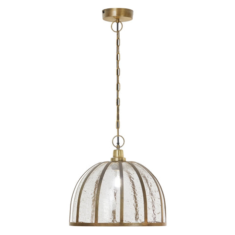 14"W Brahms Brass Pendant Light with Glass and Metal Shade