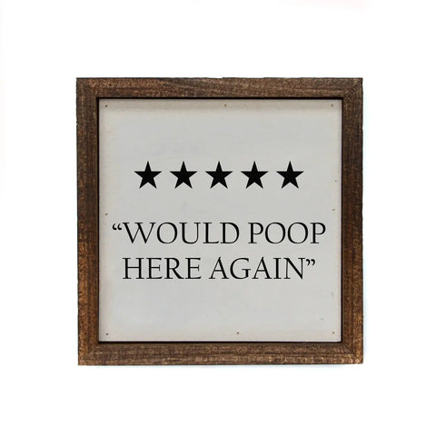 Would Poop Here Again Sign