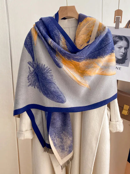 Artisan Shawl Yellow / Blue Wisp Reversible Wrap