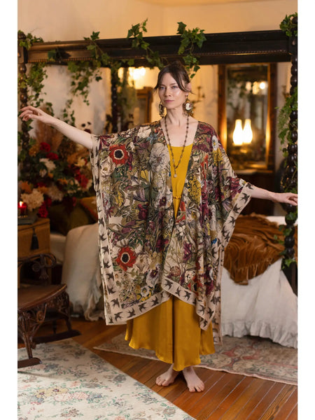 Golden Hour Goddess Kimono Duster w/ Floral Print