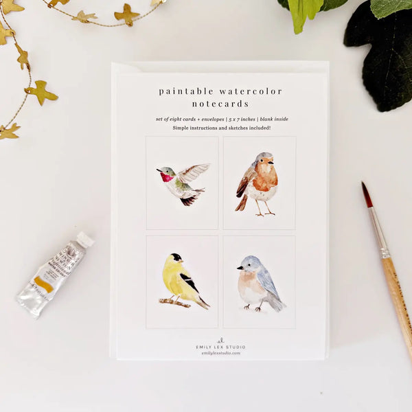 Paintable Backyard Birds Watercolor Notecard Set
