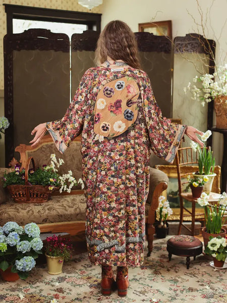 Art of Life Floral Long Bamboo Kimono Robe