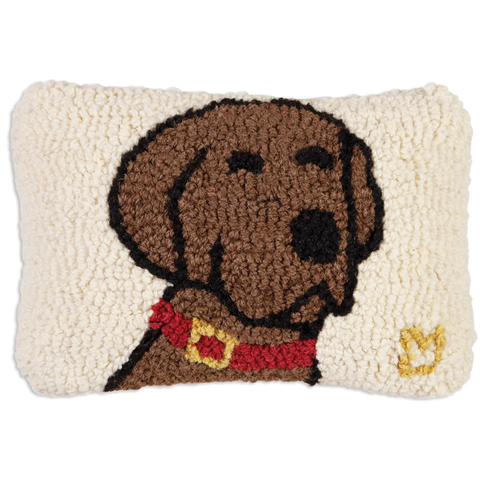 Harley Chocolate Dog Hooked Pillow