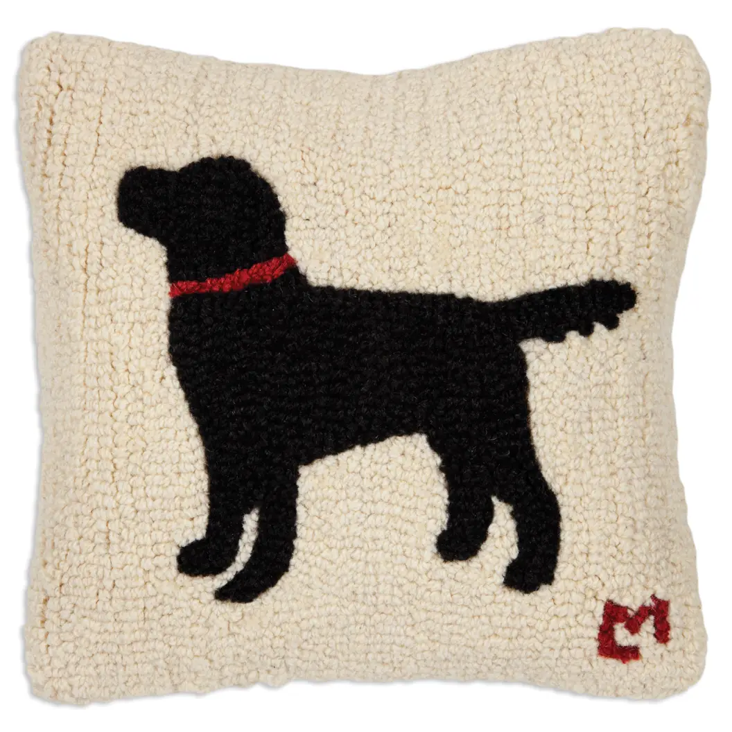 Ready Black Retriever Hooked Pillow