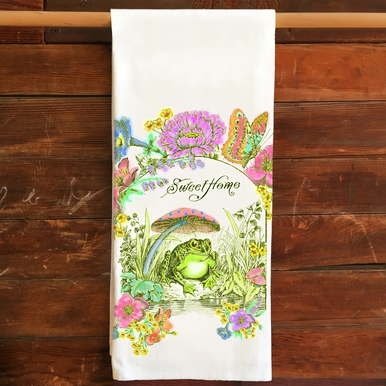 Sweet Home Frog & Mushroom Kitchen Tea Towel