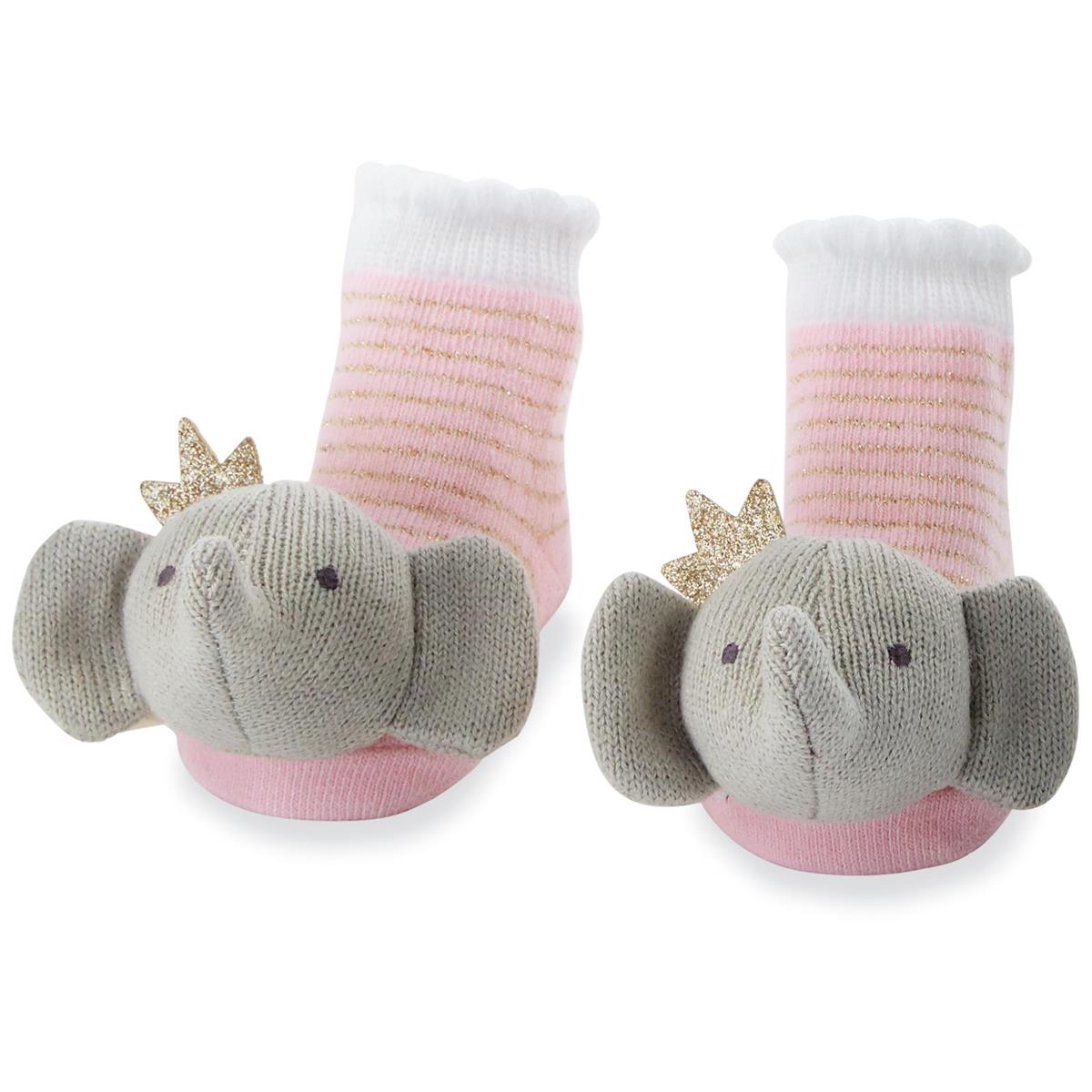 Crown Elephant Rattle Toe Socks