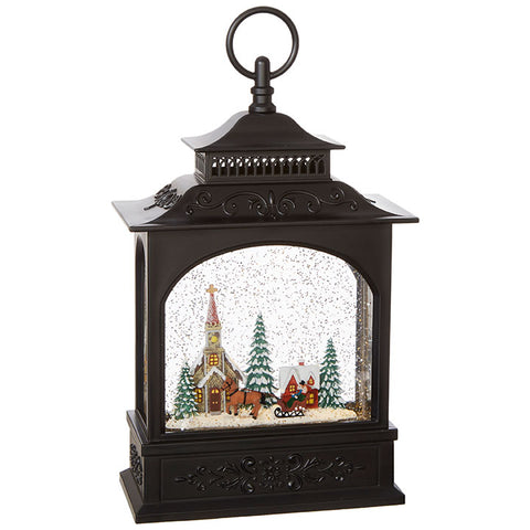 11" Town Scene Musical Lighted Water Lantern