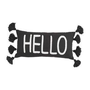 Hello Black Throw Pillow