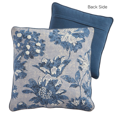 18" Blue Floral Pillow