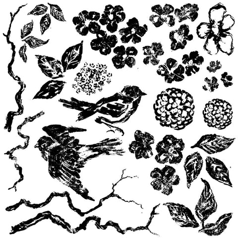 Birds Branches Blossoms Stamp
