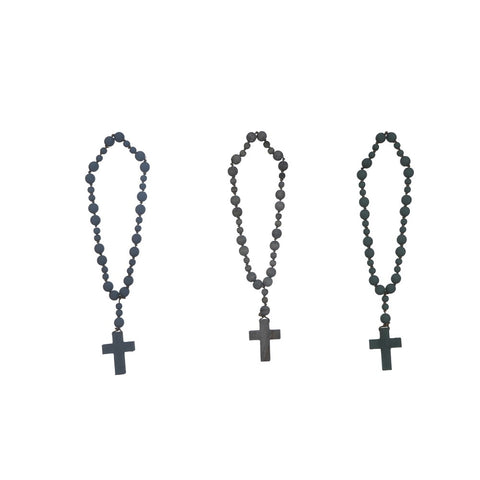 Wood Bead Rosary Decor